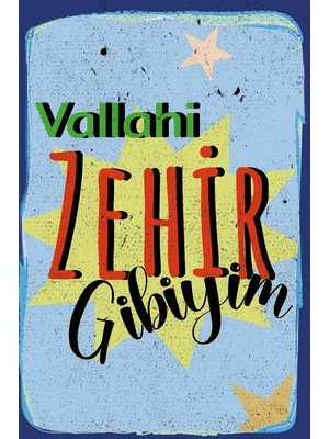 tp Retro Vintage 5 mm Ahşap Üzerine Vallahi Temalı Poster Tablo 20X30 cm