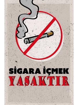 tp Retro Vintage 5 mm Ahşap Üzerine Sigara Içmek Yasaktır Temalı Poster Tablo 20X30 cm