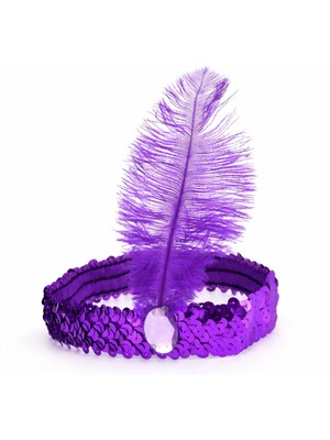 Colezium Mor Tüylü Retro Çarliston  Bandı - 70-80-90’lar Parti Tacı