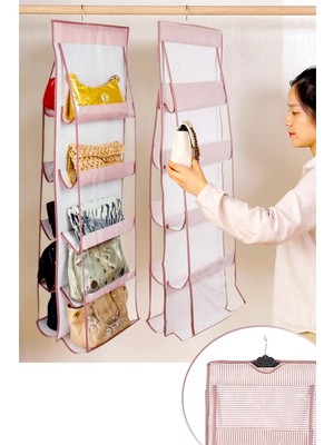 10 Gözlü Çanta Askılığı Dolap Içi Düzenleyici Organizer Askılı Çantalık ( Lisinya )