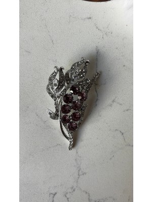 Stelle Jewelry Mor Taşlı Buket Broş