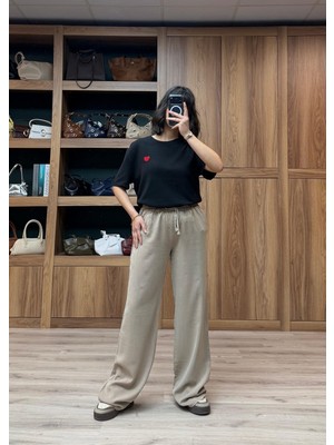 Vazıradk Beli Lastik ve Ip Bağlamalı Bol Paça Tensel Pantolon