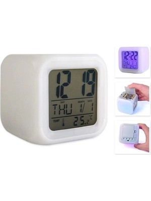 Renk Değiştiren Dijital Alarm Küp Saat ( Lisinya )