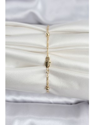 14K Gold Renk Kaplama Topçuklu Model cm Kadın Bileklik - Lisinya