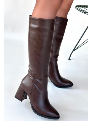 Morena Acı Kahve Cilt Topuklu Çizme - Lisinya