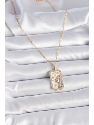 316L Çelik Gold Renk Zincir Başak Burcu Zirkon Taşlı Kadın Kolye - Lisinya