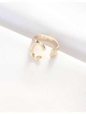 C Harfli Altın Renk Ayarlanabilir Yüzük - Lisinya