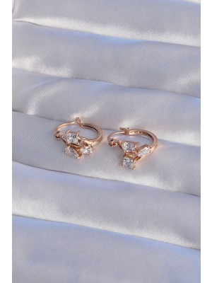 Xuping Rose Renk Zirkon Taşlı Halka Küpe - Lisinya