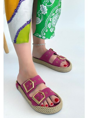 Loera Pemba Nubuk Çift Tokalı Terlik - Lisinya