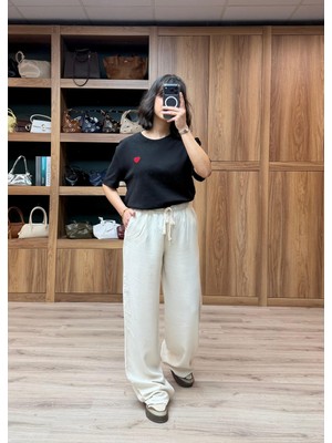 Vazıradk Beli Lastik ve Ip Bağlamalı Bol Paça Tensel Pantolon