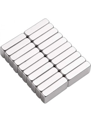 10 Adet 20X10X5 mm Neodyum Magnet N35 Güçlü Mıknatıs Köşeli ve Dayanıklı Nikel Kaplama ( Lisinya )