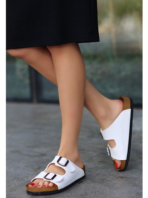 Rıno Beyaz Nubuk Terlik - Lisinya