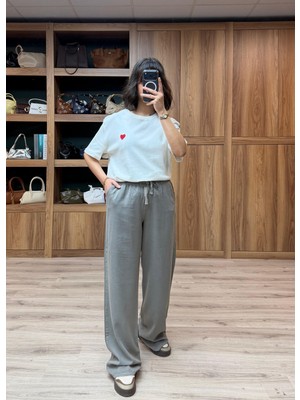 Vazıradk Beli Lastik ve Ip Bağlamalı Bol Paça Tensel Pantolon