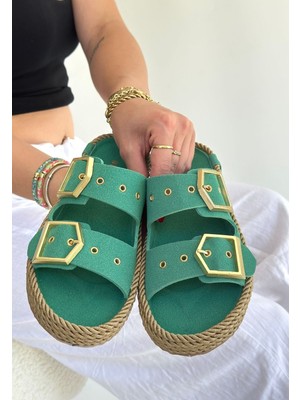 Ices Yeşil Nubuk Terlik - Lisinya