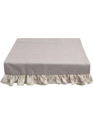 Faralya Life Ekose Fırfırlı Runner 45X140 cm Pamuklu Masa Runner Dekoratif Masa Örtüsü