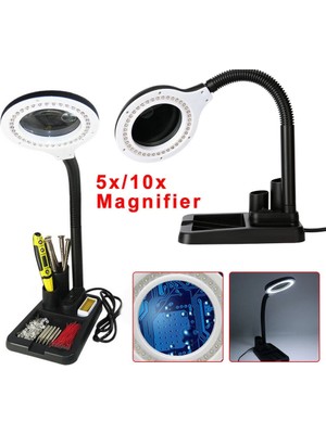 Esnek 5x /10X,40 LED Işıklı Büyüteç ,lamba  Büyüteç Okuma, Çalışma Lehim Masa Lambası A808 - Lisinya