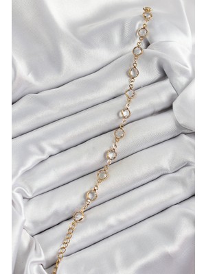 Pirinç Gold Renk Zirkon Taşlı Kadın Bileklik - Lisinya