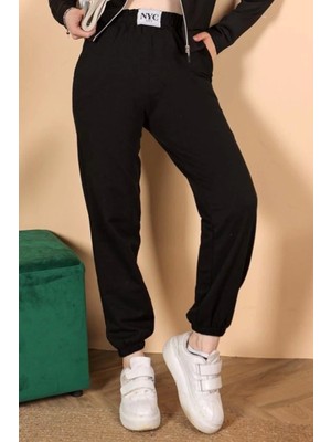 Rahatlığın Şıklığı Tarz Siyah Paçası Lastikli Eşofman Altı ( Lisinya )