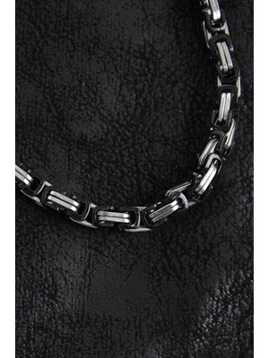 316L Çelik Kral Zincir Model Gümüş Renk Erkek Kolye - Lisinya