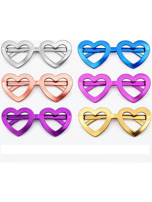 İlk El Grup Kalp Şekilli Parti Gözlüğü 12 Adet – 6 Renk ( Camsız ) Iegtgrs-34