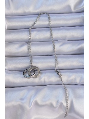 316L Çelik Gümüş Renk Zirkon Taşlı Kolye - Lisinya