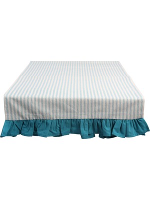 Faralya Life Ekose Fırfırlı Runner 45X140 cm Pamuklu Masa Runner Dekoratif Masa Örtüsü