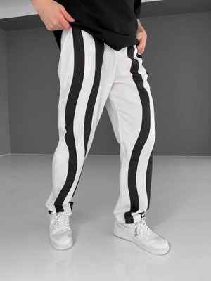 Lushiowear Erkek Paraşüt Kumaş Alt Eşofman Pantalon - Beyaz