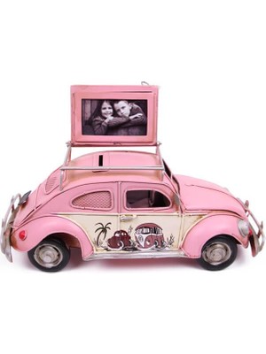 İsmiyle Al Dekoratif Metal Araba Çerçeveli Kumbaralı Biblo