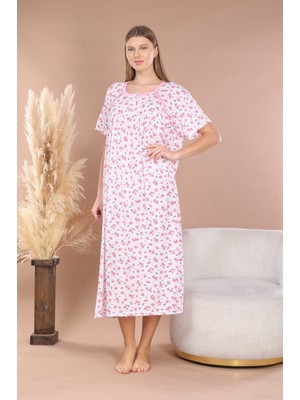 Zbteks Mevsimlik Pamuklu Bol Kesim Geniş Kalıp Oversize Kısa Kollu Anne Gecelik