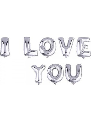 İsmiyle Al Parti Aksesuar I Love You Folyo Balon Gümüş Renk 35 cm