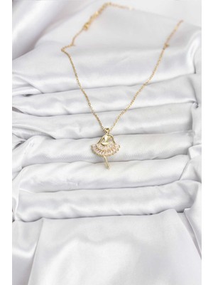 316L Çelik Zincir Gold Renk Balerin Model Kadın Kolye - Lisinya