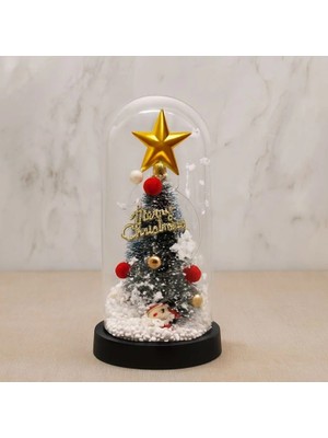 Yılbaşı Temalı Işıklı  Dekoratif Cam Fanus ALK5082 - Lisinya