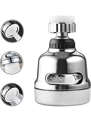 Krom 3 Fonksiyonlu Mutfak Lavabo Başlığı 360 Derece Döner Musluk Ucu - Lisinya