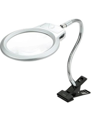 2.5X90 mm 5X24 mm Büyüteç, Mandallı Metal Hortumlu Masa Üstü Büyüteç - Lisinya