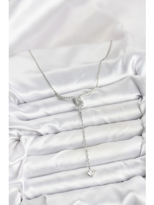 316L Çelik Zincir Gümüş Renk Yılan Model Y Kolye - Lisinya