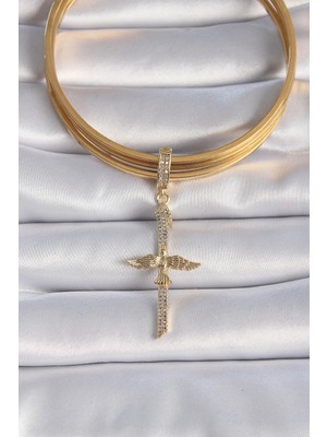 Pirinç Gold Renk Zirkon Taş Detaylı Elif Model Anka Kuşu Figür Ajda Charm - Lisinya