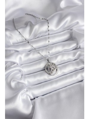 316L Çelik Gümüş Renk Zirkon Taşlı Jaguar Model Kadın Kolye - Lisinya