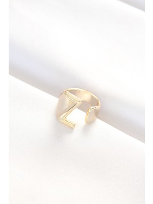 Z Harfli Altın Renk Ayarlanabilir Yüzük - Lisinya