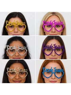 Kalpli Bride Team Gözlük Seti 6 Renk - Kına  Düğün Partileri Için - Lisinya
