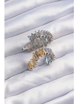 Pirinç Gold Gümüş Renkli Tırtıklı Kalp Küpe - Lisinya