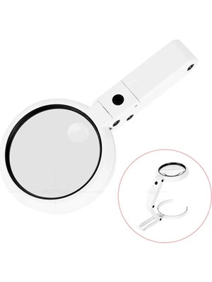 USB Şarj Edilebilir Katlanabilir 3.510X Büyüteç 8 Ledli Masa ve Eliçin  Taşınabilir Büyüteç FS90RC - Lisinya