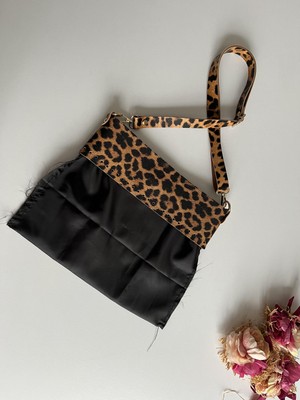 ZG Hobi Aksesuar Örgü Çantalar Için Suni Derili Hazır Çanta Astarı Leopar Desen