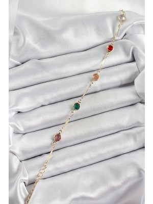 Pirinç Asorti Model Gold Renk Zirkon Taşlı Kadın Bileklik - Lisinya