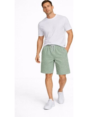 Lushiowear Erkek Pötikareli Şort – Beli Lastikli Bağcıklı, Cepli, Rahat Kesim Günlük Yazlık Şort - Mint Yeşili
