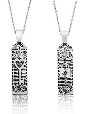 İsmiyle Al 925 Ayar Gümüş Anahtar Cevşen Dualı Silindir Gümüş Kolye