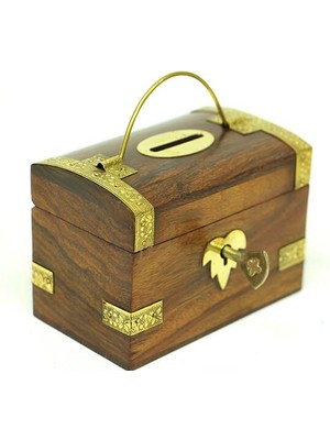 İsmiyle Al Kumbara Kilitli Ahşap Kutu Kumbara Hediyelik