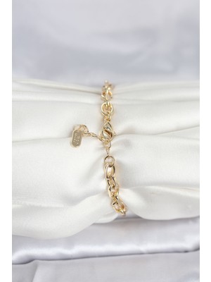 cm 14K Gold Renk Kalın Zincir Model Kadın Bileklik - Lisinya