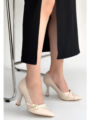 Fantastik Store Wenda Bej Cilt Topuklu Ayakkabı - Lisinya