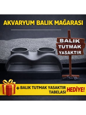 BarsDepo Akvaryum Balık Mağarası Dekoru + Balık Tutmak Yasaktır Tabelası Hediye | Karides & Balık Saklanma Alanı