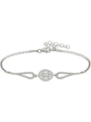 İsmiyle Al 925 Ayar Gümüş Rodyum Oval Baget Bileklik